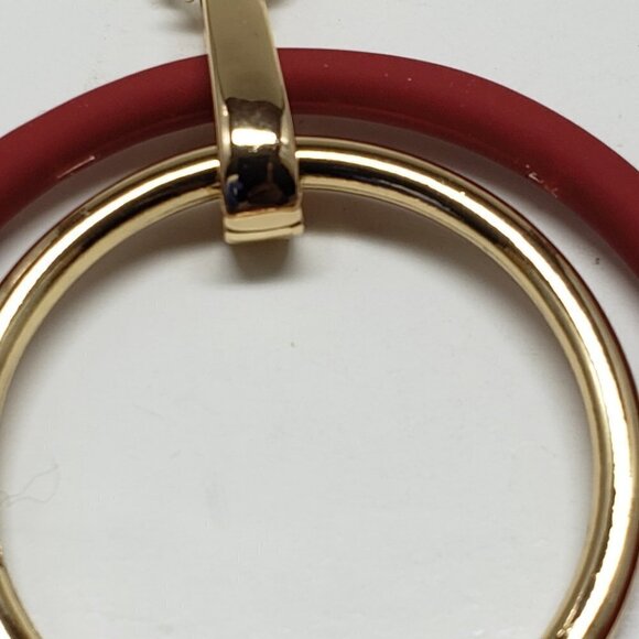 Women's Stunning Polished Gold Tone Necklace w/ Double Hoops Pendant, 38+4-inch - Picture 9 of 10